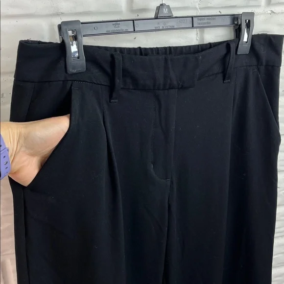 AMERICAN EAGLE WIDE LEG TROUSER WITH STRETCH BLACK HIDDEN CLOSURE SZ 8 Long - Picture 4 of 16